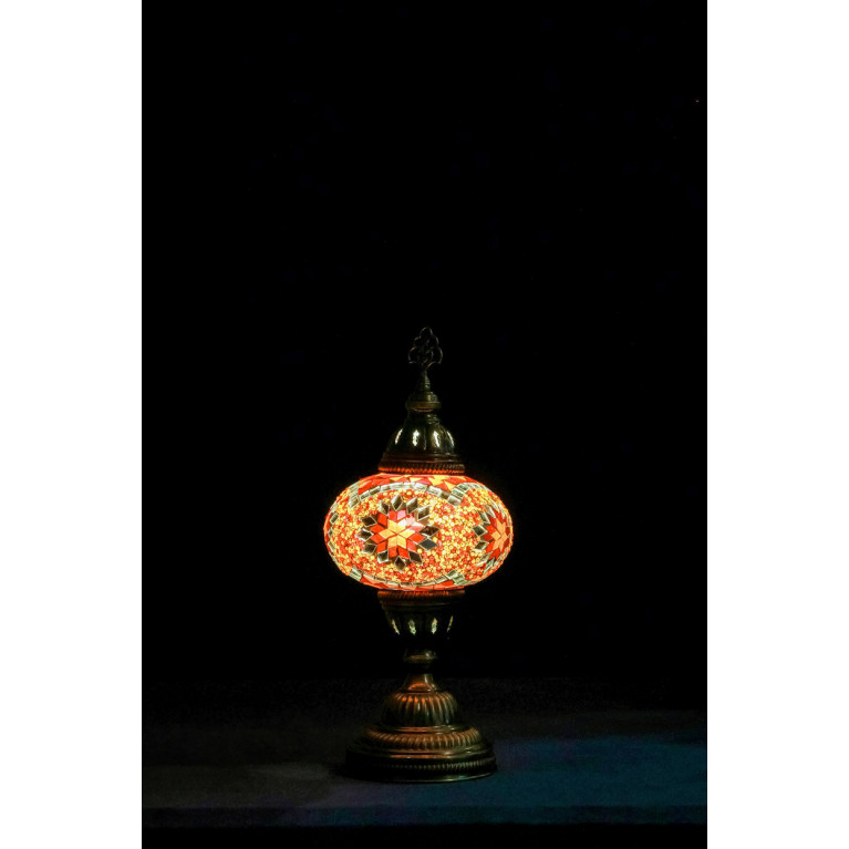 Table lamp, red/white/yellow mosaic, diameter 15 cm